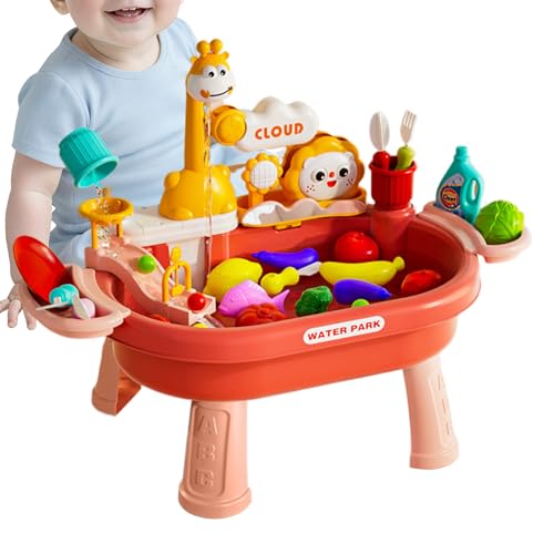 Wasserspiel Tisch Für Kinder | Outdoor Wassertisch für Kleinkinder,Mit Spielküche Rollenspiel-Zubehör und Angelspiel für Kindergarten Park Kinderbetreuung Innenbereich Terrasse von Generisch