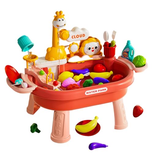 Wasserspiel Tisch Für Kleinkinder - Sand-Wasser-Tisch Für Kinder - Mit Spielküche Rollenspiel-Zubehör und Angelspiel für Kindergarten Park Kinderbetreuung Innenbereich Terrasse von Generisch
