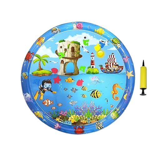 Wasserspielmatte Für Katzen, Haustier Kühlmatte Anti-Kratz 100x100cm, Inflatable Wassermatte Mit Pumpe Für Hunde/Katzen, Spieldecke Für Garten/Auto/Wohnung, Robustes PVC von Generisch