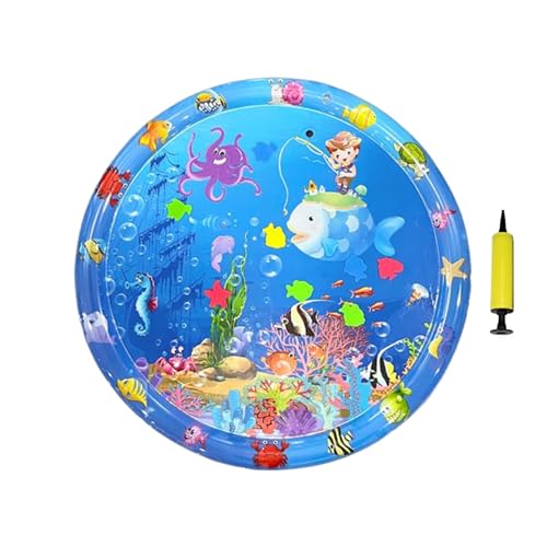 Wasserspielmatte Für Katzen, Haustier Kühlmatte Anti-Kratz 100x100cm, Inflatable Wassermatte Mit Pumpe Für Hunde/Katzen, Spieldecke Für Garten/Auto/Wohnung, Robustes PVC von Generisch
