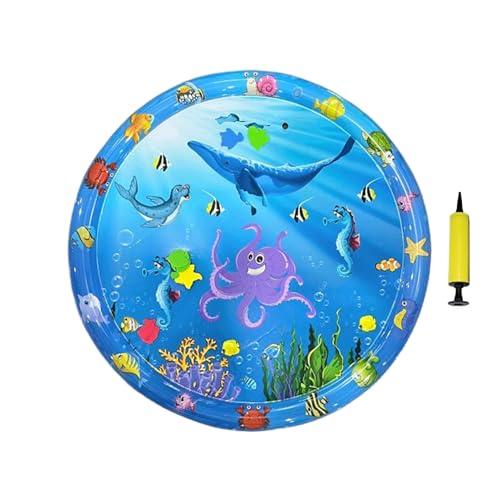 Wasserspielmatte Für Katzen, Haustier Kühlmatte Anti-Kratz 100x100cm, Inflatable Wassermatte Mit Pumpe Für Hunde/Katzen, Spieldecke Für Garten/Auto/Wohnung, Robustes PVC von Generisch