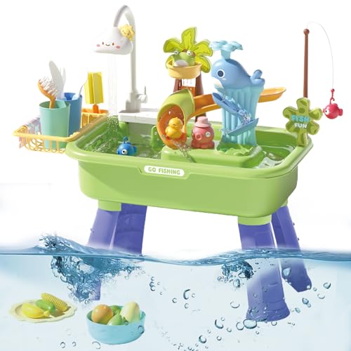 Wasserspielplatz Für Kinder | Aktivitäts- und Sinnestisch Spielzeug,Sinnesförderndes Lernspielzeug Mit Pumpe Für Zuhause Garten Förderung Der Hand-Augen-Koordination Spielspaß Draußen von Generisch