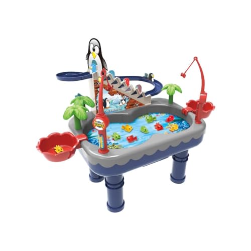 Wasserspieltisch mit Magnetangeln & Automatischen Pinguinen Kinder-Sand- und Wassertischspielzeug , Wasser-Sensorik-Aktivitätstisch für die Entwicklung von Sinnen und Fingerfähigkeiten (Blau) von Generisch