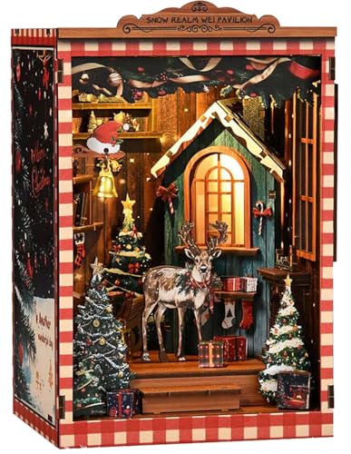Weihnachten Book Nook Kit, DIY Puppenhaus Miniaturhaus Kit für Erwachsene, Booknook Bücherregal Einsatz Weihnachtsdekorationen, 3D Holzpuzzle Buchstütze Bücherregaleinsatz Dekor mit LED Weihnachten Book Nook Kit, DIY Puppenhaus Miniaturhaus Kit für Erwachsene, Booknook Bücherregal Einsatz Weihnachtsdekorationen, 3D Holzpuzzle Buchstütze Bücherregaleinsatz Dekor mit LED von Generisch
