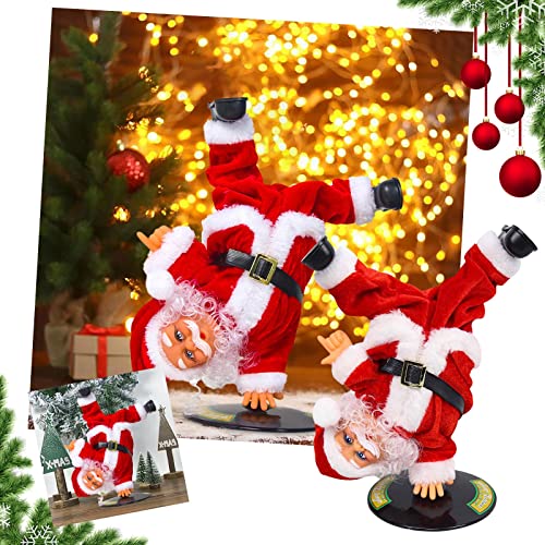 Weihnachten Handstand Street Dance Weihnachtspuppen mit Musik Kinderspielzeug Dekorationen Ostern Plüsch (Multicolor, One Size) von Generisch