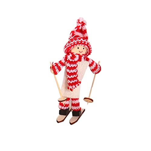 Weihnachten Holz Ski Puppe Puppe Kinder Puppenhaus Mini Puppe Weihnachtsbaum Anhänger * 1St Lieblingstier Plüsch (E, One Size) von Generisch