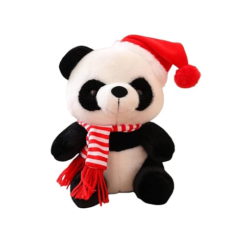 Weihnachten Panda Plüsch Puppe Kissen Niedlich Kinder Mädchen Geschenk Puppe Panda (Rot gestreifter Schal) von Generisch