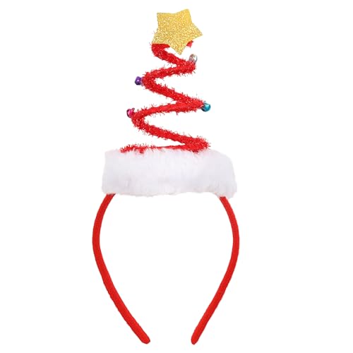 Weihnachten Stirnband mit Glocken - Elastisches Weihnachtsmann Haarband Blinkende Spirale Weihnachtsbaum Haarreifen Unisex Urlaub Party Kopfbedeckung Zubehör für Weihnachten & Neujahr - 1 Stück (Rot) Weihnachten Stirnband mit Glocken - Elastisches Weihnachtsmann Haarband Blinkende Spirale Weihnachtsbaum Haarreifen Unisex Urlaub Party Kopfbedeckung Zubehör für Weihnachten & Neujahr - 1 Stück (Rot) von Generisch