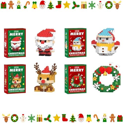 Weihnachtenmini Bausteinehnachtsmann Rentier,Puzzle Montage Bausteine ​​3D Modell, Mini Baustein Modell、partygeschenke、Christbaumschmuck,Mini-Weihnachtsmannpupp (C-01) von Generisch
