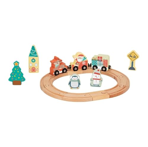 Weihnachtliches Holzeisenbahn-Set - Zug, Weihnachtsmann, Schneemann, Pinguin, Baum und Schienen, Holzspielzeug für Kinder Weihnachtliches Holzeisenbahn-Set - Zug, Weihnachtsmann, Schneemann, Pinguin, Baum und Schienen, Holzspielzeug für Kinder von Generisch
