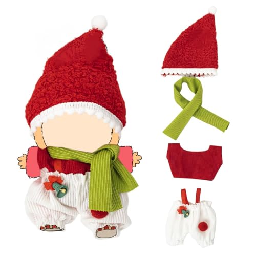 Weihnachts-Outfit-Set für 17 cm große Puppen, niedliche Puppenkleidung mit Hut, Schal und Zubehör, stilvolles Verkleidungsset für Puppe (Puppe nicht im Lieferumfang enthalten) von Generisch