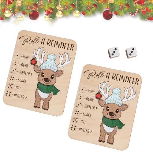 Weihnachts-Rollenspiel „EIN Rentier-Puzzle-Spiel wirft die Würfel“, interaktives Weihnachtsbrettspiel aus Holz, interaktives Weihnachtspuzzle als Geschenkidee (2PCS-B) von Generisch