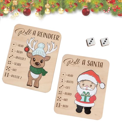 Weihnachts-Rollenspiel „EIN Rentier-Puzzle-Spiel wirft die Würfel“, interaktives Weihnachtsbrettspiel aus Holz, interaktives Weihnachtspuzzle als Geschenkidee (2PCS-C) von Generisch