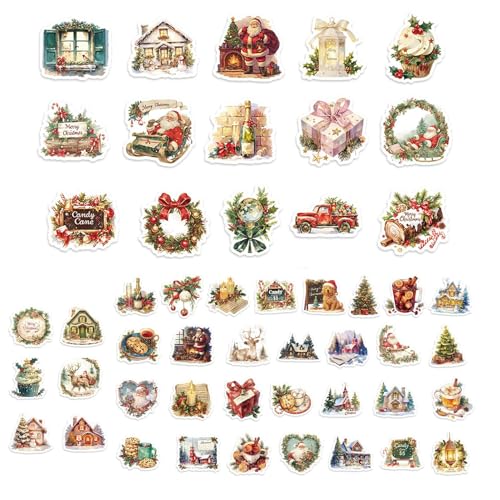 Weihnachtsaufkleber - Weihnachtsaufkleber für Kinder | 100 Stück Urlaub Gepäckabziehbilder | Mit Weihnachtshaus, Elch, Snowman Designs | Perfekt für Strumpfstoffe, Telefone, Wasserflaschen, Gepäck, SK von Generisch