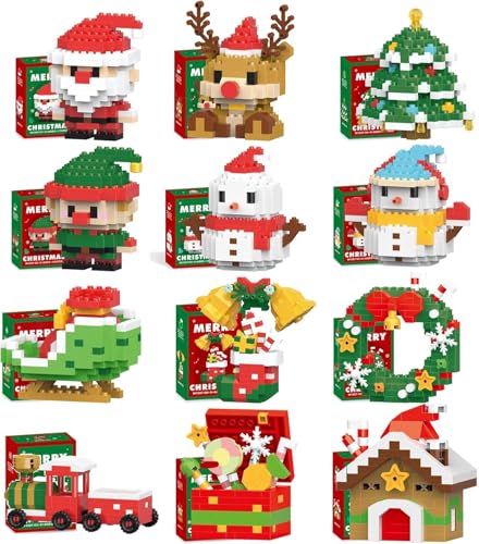 Weihnachtsbausteine ​​Spielzeug, Mini -Bausteine ​​Weihnachtskalender 2025, Mini -GebäUdefiguren, Weihnachtsspielzeuggeschenkgeschenk Aus 6 Jahren, Kinder, Erwachsene, Jungen, MäDchen (12PCS) von Generisch