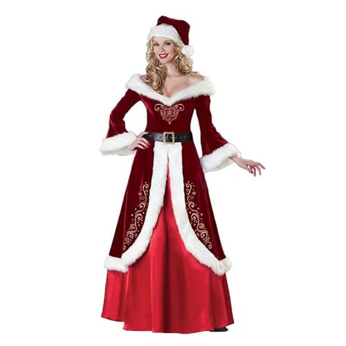 Weihnachtsfrau Kostüm Damen - Weihnachten Retro Kleid Lange Luxusbekleidung Santa, Mrs.Santa Claus Mit Kapuze Und Gürgel Eignet Sich Für Weihnachts Weihnachtsfrau Kostüm Damen - Weihnachten Retro Kleid Lange Luxusbekleidung Santa, Mrs.Santa Claus Mit Kapuze Und Gürgel Eignet Sich Für Weihnachts von Generisch