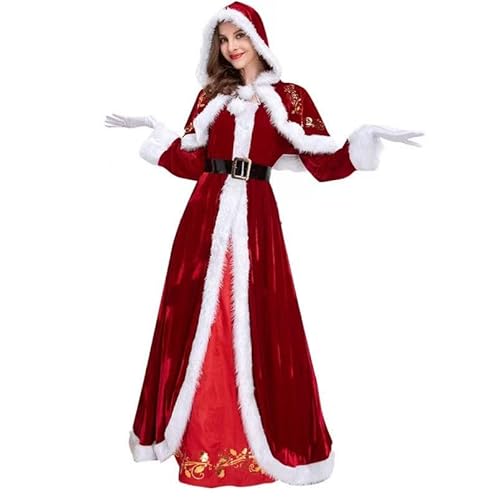 Weihnachtsfrau Kostüm Damen - Weihnachten Retro Kleid Lange Luxusbekleidung Santa, Mrs.Santa Claus Mit Kapuze Und Gürgel Eignet Sich Für Weihnachts Weihnachtsfrau Kostüm Damen - Weihnachten Retro Kleid Lange Luxusbekleidung Santa, Mrs.Santa Claus Mit Kapuze Und Gürgel Eignet Sich Für Weihnachts von Generisch