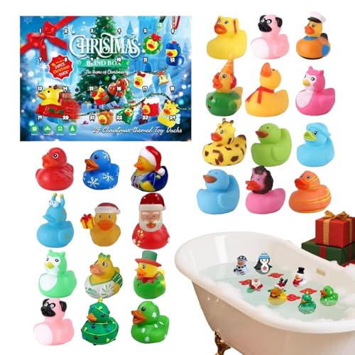Weihnachtsgummi Enten - Weihnachtsider Bad Spielzeug | Partydekorationen Entenbadewanne | Feiertagsgummiente | 24 Stück Tierspielzeug Countdown Kalenderbox für Klassenzimmerpool Party Badezeit Babypar Weihnachtsgummi Enten - Weihnachtsider Bad Spielzeug | Partydekorationen Entenbadewanne | Feiertagsgummiente | 24 Stück Tierspielzeug Countdown Kalenderbox für Klassenzimmerpool Party Badezeit Babypar von Generisch