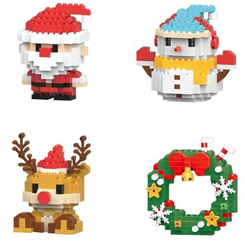Weihnachtsmann-Design Bausteine-Set, 4 Stück, Weihnachtsmotiv-Bausteine, Ornamente, Mini-Baufiguren, 2026 neue DIY Strumpffüller, Weihnachten, Neujahr, Geburtstagsgeschenke, Partygeschenke (Set A) von Generisch