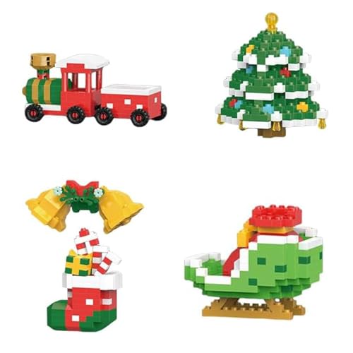 Weihnachtsmann-Design Bausteine-Set, 4 Stück, Weihnachtsmotiv-Bausteine, Ornamente, Mini-Baufiguren, 2026 neue DIY Strumpffüller, Weihnachten, Neujahr, Geburtstagsgeschenke, Partygeschenke (Set B) von Generisch
