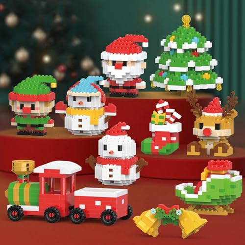 Weihnachtsmann Design Bausteine Set, 9 Pack 2025 Neue Weihnachten Bausteine Thema Ornamente, Weihnachtsstrumpf Stuffers Geschenke, Xmas Neujahr Geburtstagsgeschenke, Mini Baufiguren von Generisch
