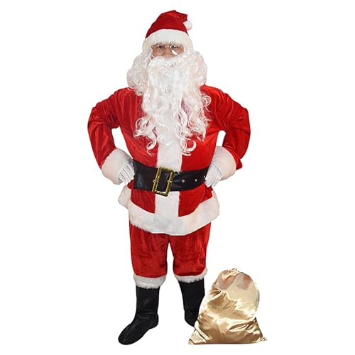Weihnachtsmann-Kostüm für Herren, professionelles, großes, großes Plüsch-Weihnachtsmann-Kostüm, klassisch, bequem, atmungsaktiv, Erwachsenen-Weihnachtsmann-Outfit für Urlaubspartys Weihnachtsmann-Kostüm für Herren, professionelles, großes, großes Plüsch-Weihnachtsmann-Kostüm, klassisch, bequem, atmungsaktiv, Erwachsenen-Weihnachtsmann-Outfit für Urlaubspartys von Generisch