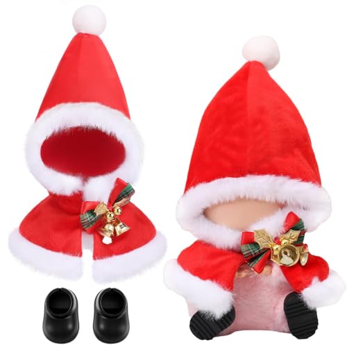 Weihnachtsmann-Outfit-Set für 17 cm große Puppen, stilvolle rote Puppenkleidung mit Hut, Umhang und Schuhen, entzückendes Puppen-Outfit-Zubehör (Puppe nicht im Lieferumfang enthalten) von Generisch