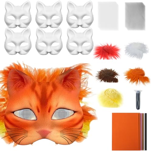 Weiße Katzenmaske - Leer Weiße Katzenmasken 20 Handbemalte Halbgesichtsmaske | Unbemalte Katzenmasken Set | Kunsthandwerk Mit Mesh Und Filz Kostümzubehör Set Für Maskenball Cosplay Partys | Halloween Weiße Katzenmaske - Leer Weiße Katzenmasken 20 Handbemalte Halbgesichtsmaske | Unbemalte Katzenmasken Set | Kunsthandwerk Mit Mesh Und Filz Kostümzubehör Set Für Maskenball Cosplay Partys | Halloween von Generisch