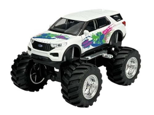 Welly Modell Auto Kompatibel mit 2023 Ford Explorer Weiss Monster Truck Big Wheel ca 1/34-1/39 Metal Modell Auto Die Cast Neu im Kasten von Generisch