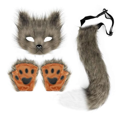 Werwolf-Maske, halbes Gesicht, Tierkostüm für Halloween, Party, Tanz, Maskerade, Ball, Bühnenauftritt, pelziges langes Haar, Wolfsmaske, Herren und Damen Werwolf-Maske, halbes Gesicht, Tierkostüm für Halloween, Party, Tanz, Maskerade, Ball, Bühnenauftritt, pelziges langes Haar, Wolfsmaske, Herren und Damen von Generisch