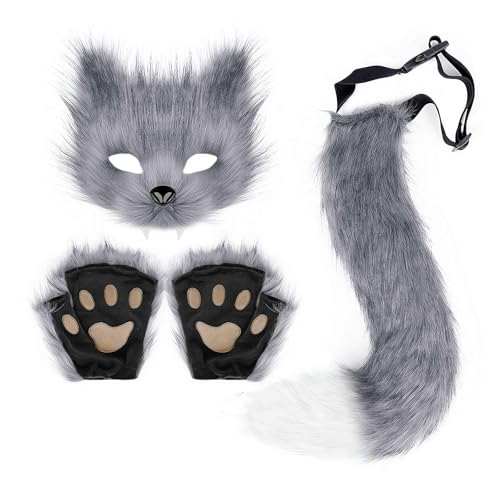 Werwolf-Maske, halbes Gesicht, Tierkostüm für Halloween, Party, Tanz, Maskerade, Ball, Bühnenauftritt, pelziges langes Haar, Wolfsmaske, Herren und Damen Werwolf-Maske, halbes Gesicht, Tierkostüm für Halloween, Party, Tanz, Maskerade, Ball, Bühnenauftritt, pelziges langes Haar, Wolfsmaske, Herren und Damen von Generisch
