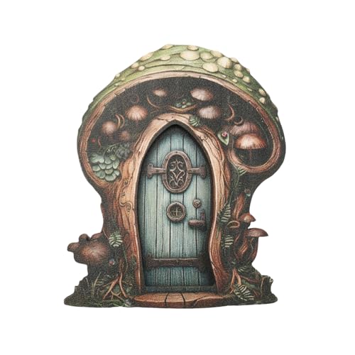 Wichteltür - Feentür Holz | Mini Gartentür Deko | Holz Gartenzwerg Tür | Außenbereich Miniatur Ornament Figuren für Baum Stamm Gartenhaus Zwergenwelt Wichteltür - Feentür Holz | Mini Gartentür Deko | Holz Gartenzwerg Tür | Außenbereich Miniatur Ornament Figuren für Baum Stamm Gartenhaus Zwergenwelt von Generisch