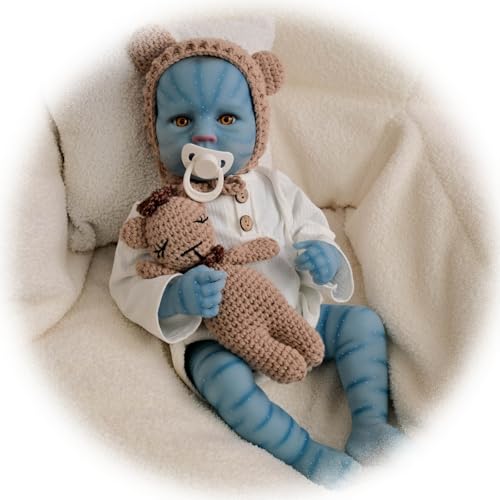 Wiedergeborene Puppe 19 Zoll 49 cm AVA-Tar Reborn Babypuppen Weiches Vinyl Silikon Bemaltes Haar Realistisch Neugeborenes Mädchen Spielzeug Geschenk Für Kinder ab 3 Jahren von Generisch