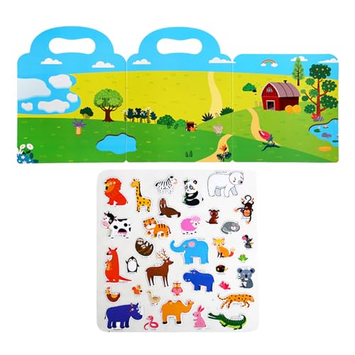 Wiederverwendbares Stickerbuch – Pädagogische Aktivitäten für Kinder | Tragbares wiederverwendbares Stickerbuch für Feinmotorikentwicklung und Hand-Augen-Koordinationstraining Wiederverwendbares Stickerbuch – Pädagogische Aktivitäten für Kinder | Tragbares wiederverwendbares Stickerbuch für Feinmotorikentwicklung und Hand-Augen-Koordinationstraining von Generisch
