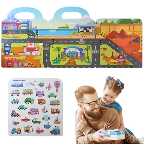 Wiederverwendbares Stickerbuch für Kinder, wasserfest, leises Papier, faltbar, Dekoration, frühkindliche Bildung, Lernwerkzeug für Kinder ab 3 Jahren, mit Griff für den Kindergarten Wiederverwendbares Stickerbuch für Kinder, wasserfest, leises Papier, faltbar, Dekoration, frühkindliche Bildung, Lernwerkzeug für Kinder ab 3 Jahren, mit Griff für den Kindergarten von Generisch