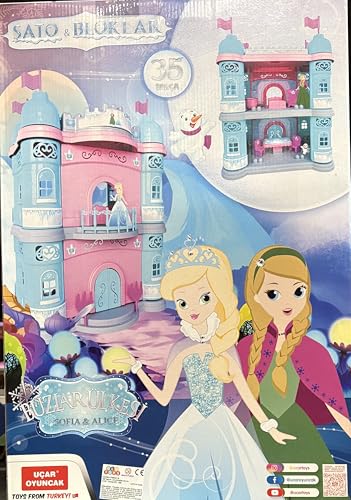 Winterträumenschloss, Spielset für Kinder, 35 Teile, Palast in Blau und Rosa mit 2 Etagen von Generisch