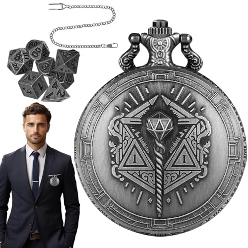 Winziges Würfelset, Taschenuhr-Würfelset | Tragbares Würfelset mit Taschenuhr-Muschelwürfelspielzeug | 7-teiliges Metallwürfel-Brettspiel Steampunk-Würfelzubehör für RPG von Generisch
