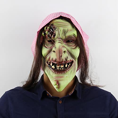 Witch Maske Hexen Zubehör Hexenmaske mit Perücke, gruselige Zauberin, Latexmaske, Party-Kopfbedeckung, Halloween-Kostüm, Cosplay-Requisite Witch Maske Hexen Zubehör Hexenmaske mit Perücke, gruselige Zauberin, Latexmaske, Party-Kopfbedeckung, Halloween-Kostüm, Cosplay-Requisite von Generisch