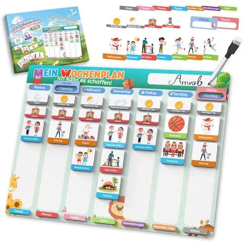 Wochenplaner Kinder, Montessori Magnettafel inkl 210 Magnete, Kordel & Stift beschreib & abwischbar, to Do Liste Kinder, Tagesplan Routine Einschulung Geburtztag Geschenk Ostergeschenke für Kinder Wochenplaner Kinder, Montessori Magnettafel inkl 210 Magnete, Kordel & Stift beschreib & abwischbar, to Do Liste Kinder, Tagesplan Routine Einschulung Geburtztag Geschenk Ostergeschenke für Kinder von Generisch