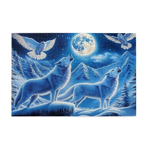 Wolf und Eule Mondlicht Schnee Berg 1000 Teile Puzzle für Erwachsene Holzpuzzles für Erwachsene Geschenke Heimdekoration Wolf und Eule Mondlicht Schnee Berg 1000 Teile Puzzle für Erwachsene Holzpuzzles für Erwachsene Geschenke Heimdekoration von Generisch