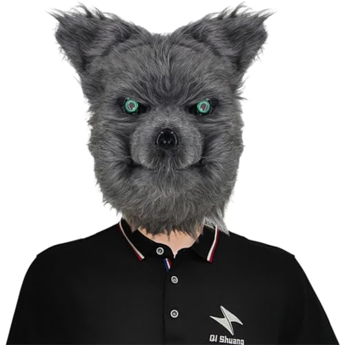Wolfskopf Vollkopfmaske Halloween Tier Cosplay Plüsch Latex Maske Party Prop von Generisch