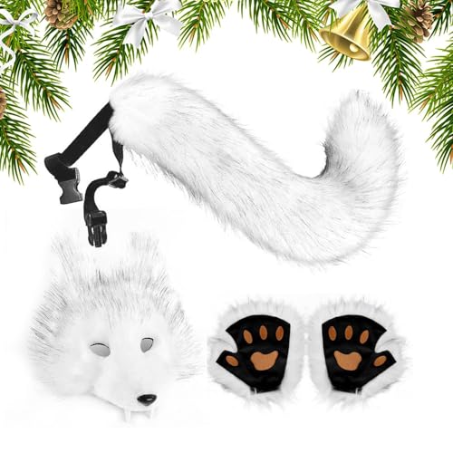 Wolfskostüm-Set, Kunstwolf, Kostüm-Kostüme, Frauen-Kostüm, Tiermode, Outfit für Rollenspiele, Bühnenaufführung, Maskerade, Weihnachten, Halloween, Cosplay-Party von Generisch