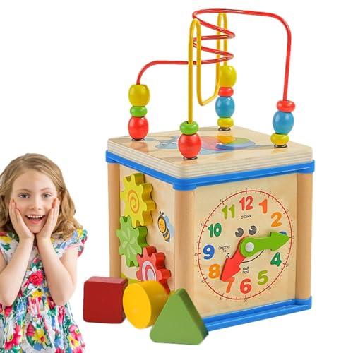 Wood Kids Activity Cube - Entwicklungskind Bildungslernjunge Spielzeug | Geburtstagsgeschenk für Kleinkinder 1-3 Jahre alt verbessert die Fantasie geeignetes Geschenk von Generisch