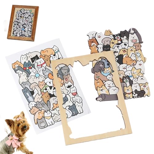 Wooden Durable Children's Puzzle Animals Puzzle with 50 Cats/Dogs/Pandas, Cute Animals Children Wooden Puzzles, Dogs and a Cat Puzzlee Picture Frame for Puzzlee for Gallery Wall & Home Decor (Dog) von Generisch