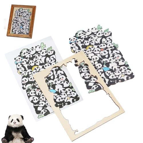 Wooden Durable Children's Puzzle Animals Puzzle with 50 Cats/Dogs/Pandas, Cute Animals Children Wooden Puzzles, Dogs and a Cat Puzzlee Picture Frame for Puzzlee for Gallery Wall & Home Decor (Panda) von Generisch