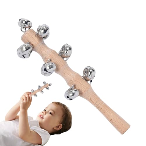 Wooden Jingle Hand Bell - Baby Handle Wooden Bells | Musical Instrument Percussion Shaker Rattle | Jingle Bells Stick with Handle for Dancing Concerts Stage Performance Birthday von Generisch