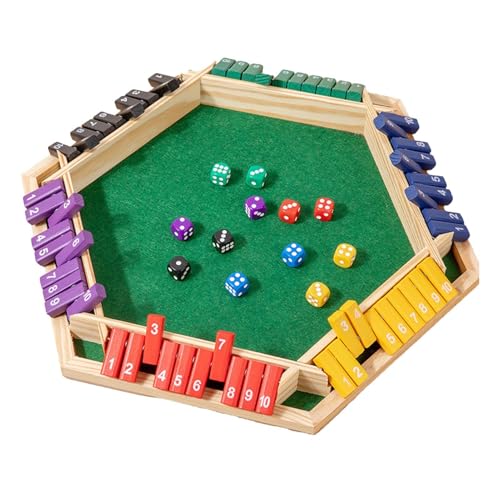 Wooden Number Cast Game, Shut The Box Dice Game, 39.5/34.5/4 cm Educational Number, Portable Wood Color and Colorful, 6 Player Wooden Plaything for Parties, Birthdays von Generisch