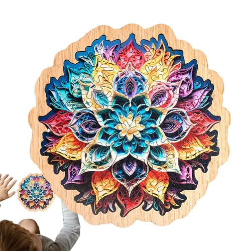 Wooden Puzzles, Flower Shaped Brain Teaser, 74 Piece Colorful Irregular Design, 5.12x5.12 inches Fun Tabletop Centerpiece, Wooden Jigsaw Puzzle for Birthdays & Holidays von Generisch