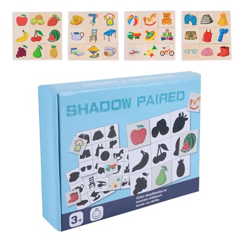Wooden Puzzles for Children's, Educational Animal and Fruit Shape Sorting, Shadow Matching Games, Ideal for Preschool Boys, Girls, and Early Learning, 8.66x6.38x1.57 inches von Generisch
