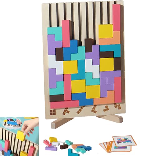 Wooden Stacking Puzzle Toy, Woodens Stacking Toy Art, for Adults, Brain Teaser Game, Idea, Family Fun Activity, Eco-Friendly Mind Puzzle for Home Decor & Toys & Games (1Pcs) von Generisch